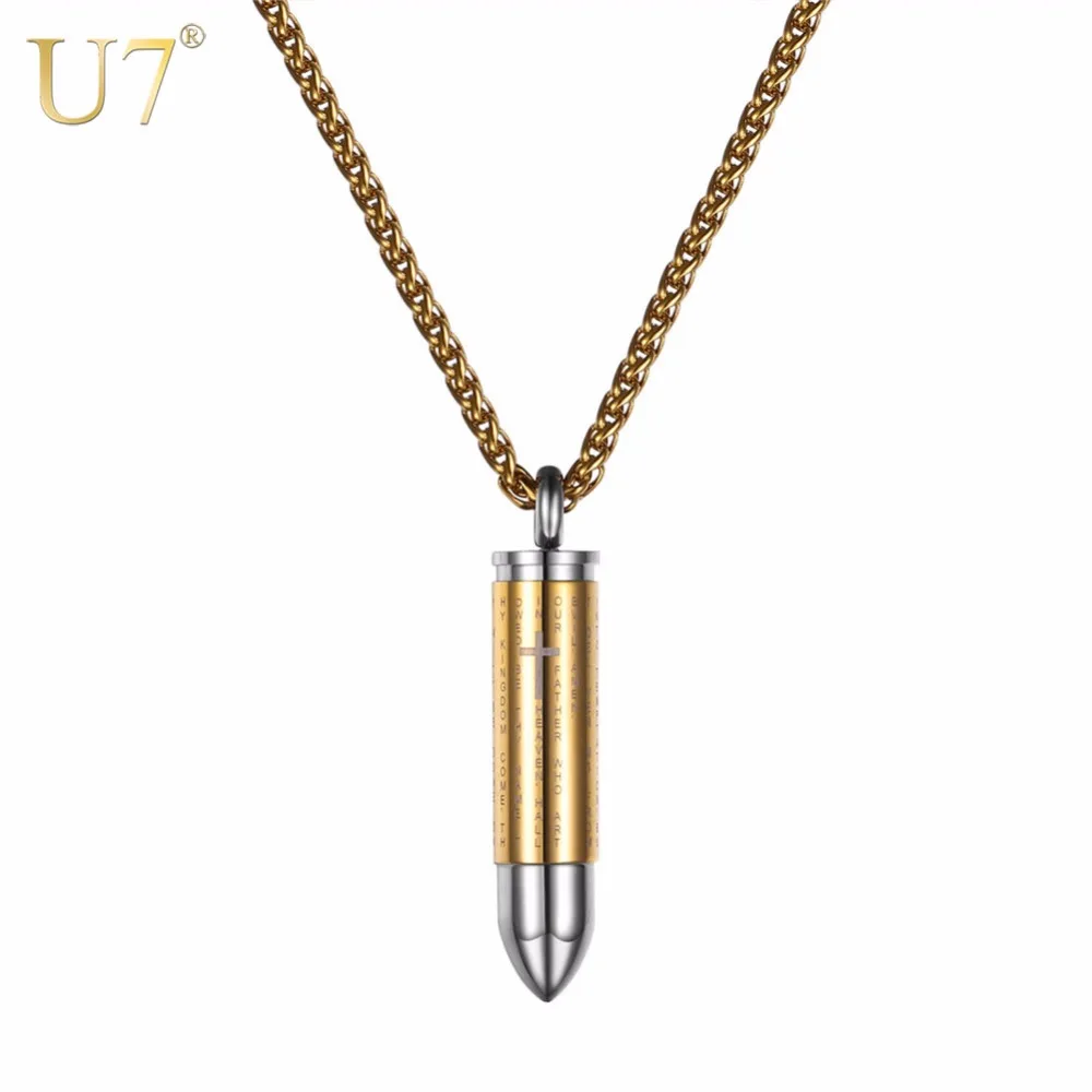 U7 Bible Verse Proverbs Stainless Steel Bullet Pendant Necklace for Men, 20 Inches Chain P814
U7 Bible Verse Proverbs Stainless Steel Bullet Pendant Necklace for Men, 20 Inches Chain P814