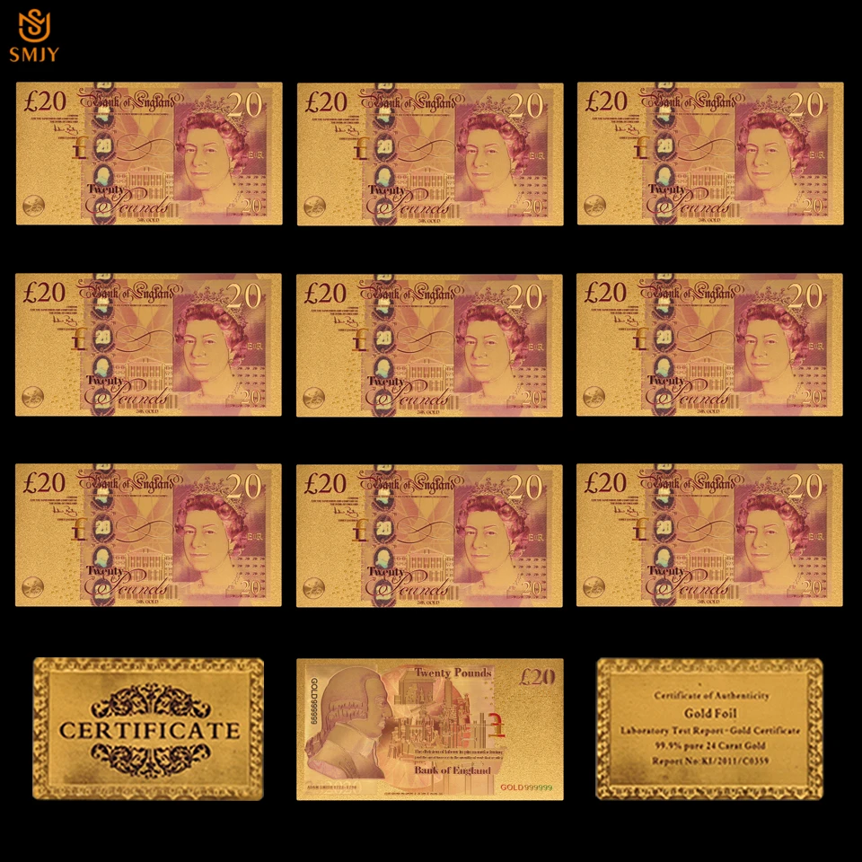 10Pcs/Lot Color British Gold Foil Banknotes UK 50 Pounds Gold Plated Paper Money Collection For Home Decoration
10Pcs/Lot Color British Gold Foil Banknotes UK 50 Pounds Gold Plated Paper Money Collection For Home Decoration