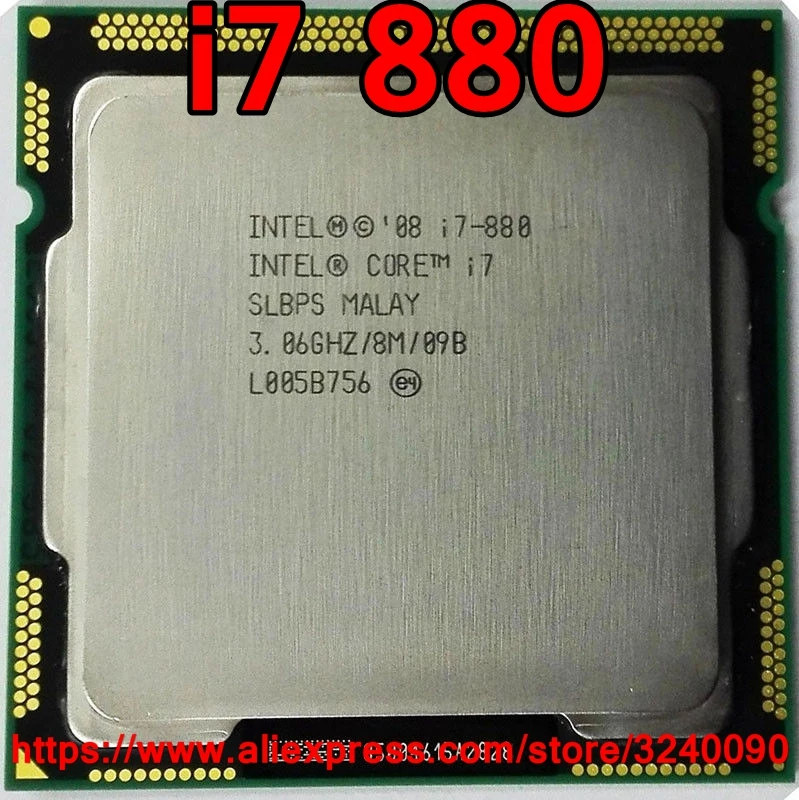 Оригинальный четырехъядерный процессор Intel Core i7 880 3 06 ГГц LGA1156 8 Мб кэш памяти 95 Вт