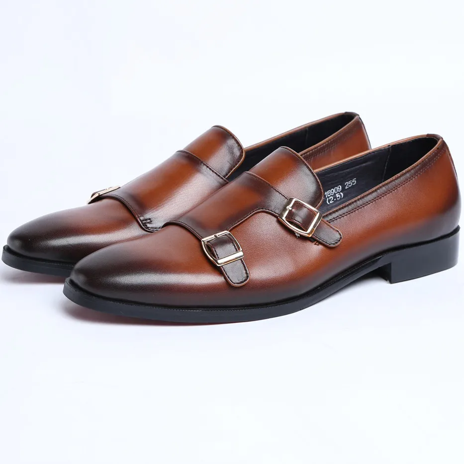 Мужские классические туфли с двойным ремешком из натуральной кожи - купить по