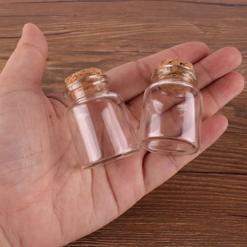 

24pcs 30*40*17mm 15ml Mini Glass Wishing Bottles Tiny Jars Vials With Cork Stopper wedding gift