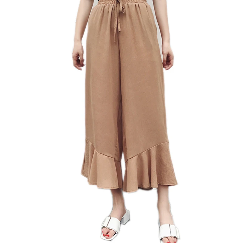 Vintage Wide Leg Pants Female Ruffles Stitching Women High Waist Pants Loose Ankle-Length Pants Casual Women Trousers
Vintage Wide Leg Pants Female Ruffles Stitching Women High Waist Pants Loose Ankle-Length Pants Casual Women Trousers