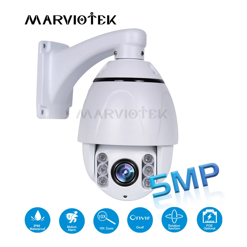 Фото Мини IP PTZ камера наружного видеонаблюдения ONVIF 4X зум скорость купольная