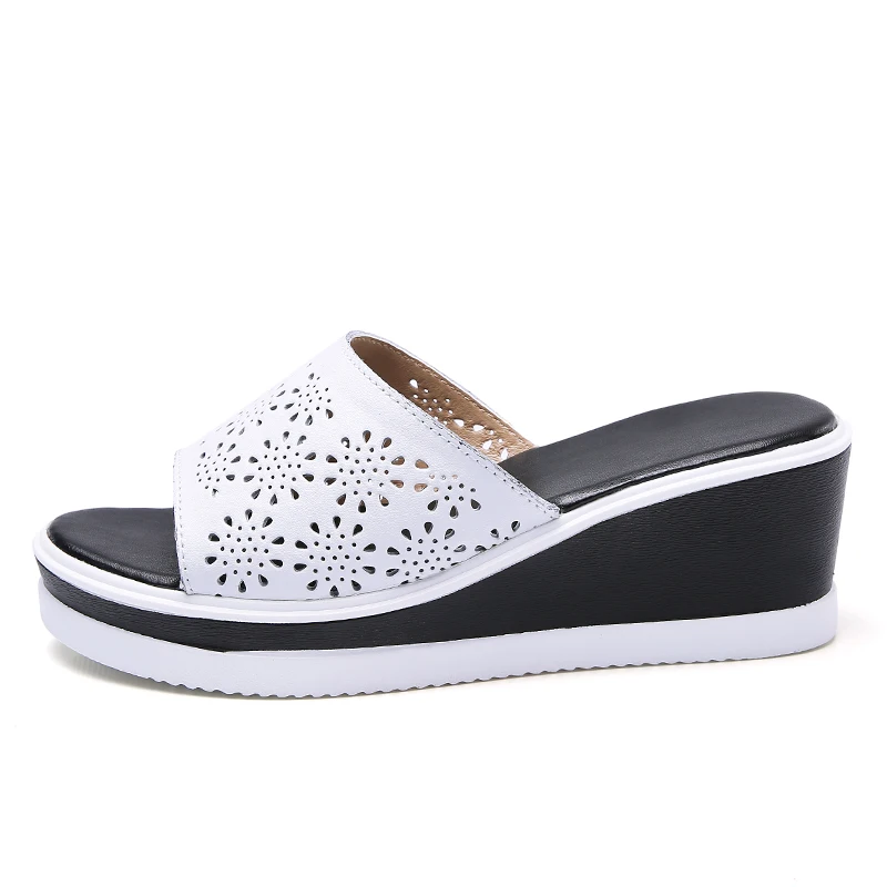 WDZKN Genuine Leather Women Wedge Slippers Summer Slides Hollow Shoes Peep Toe Platform Slippers Ladies High Heel Slippers
WDZKN Genuine Leather Women Wedge Slippers Summer Slides Hollow Shoes Peep Toe Platform Slippers Ladies High Heel Slippers