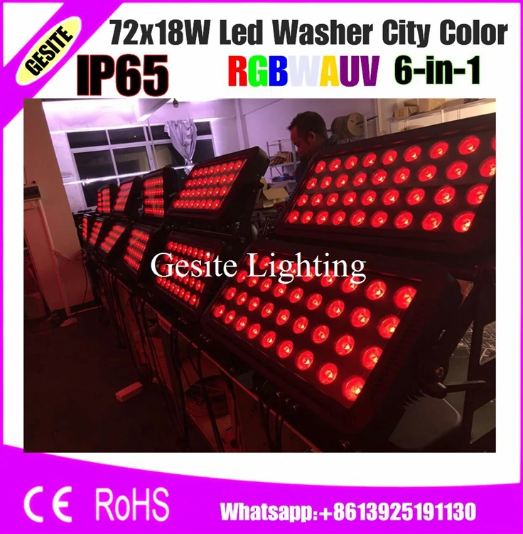 1 шт. светодиодная настенная шайба ip65 огни 72x18Watt rgbwy uv 6 в светодиоды наружная Led