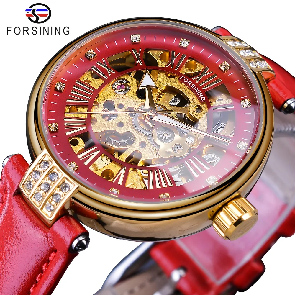 Forsining Fashion Golden Skeleton Diamond Design Red Genuine Leather Band Luminous Lady Mechanical Watches Top Brand Luxury
Forsining Fashion Golden Skeleton Diamond Design Red Genuine Leather Band Luminous Lady Mechanical Watches Top Brand Luxury