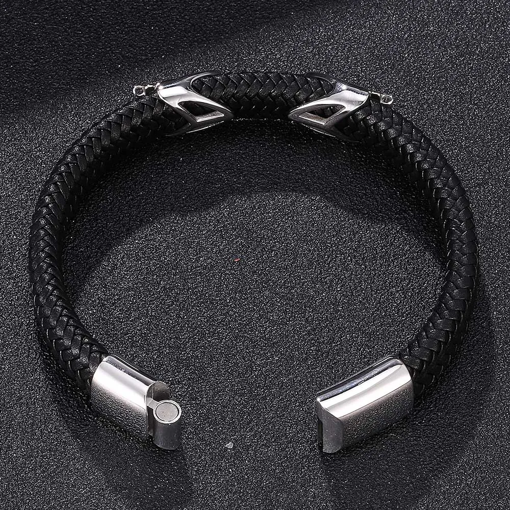 2019 bracelets for women Genuine Leather Bracelet Bangle For Men Stainless Steel Fashion Bangles Gifts E0093 | Украшения и