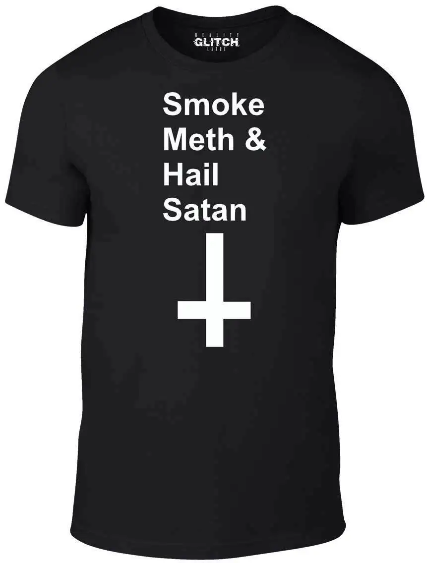 Smoke Meth/футболка с надписью Hail satan забавная футболка в стиле ретро Необычные крутые
