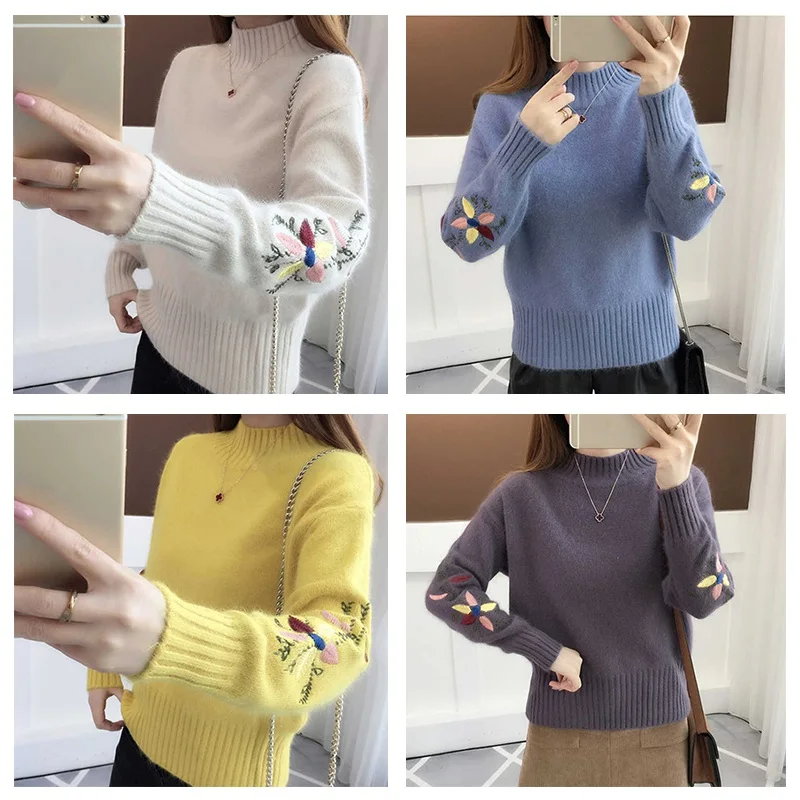 Women Basic Sweaters Knitted Tops Women Sweater Ladies Long Floral Sleeve Pullover 
Women Basic Sweaters Knitted Tops Women Sweater Ladies Long Floral Sleeve Pullover