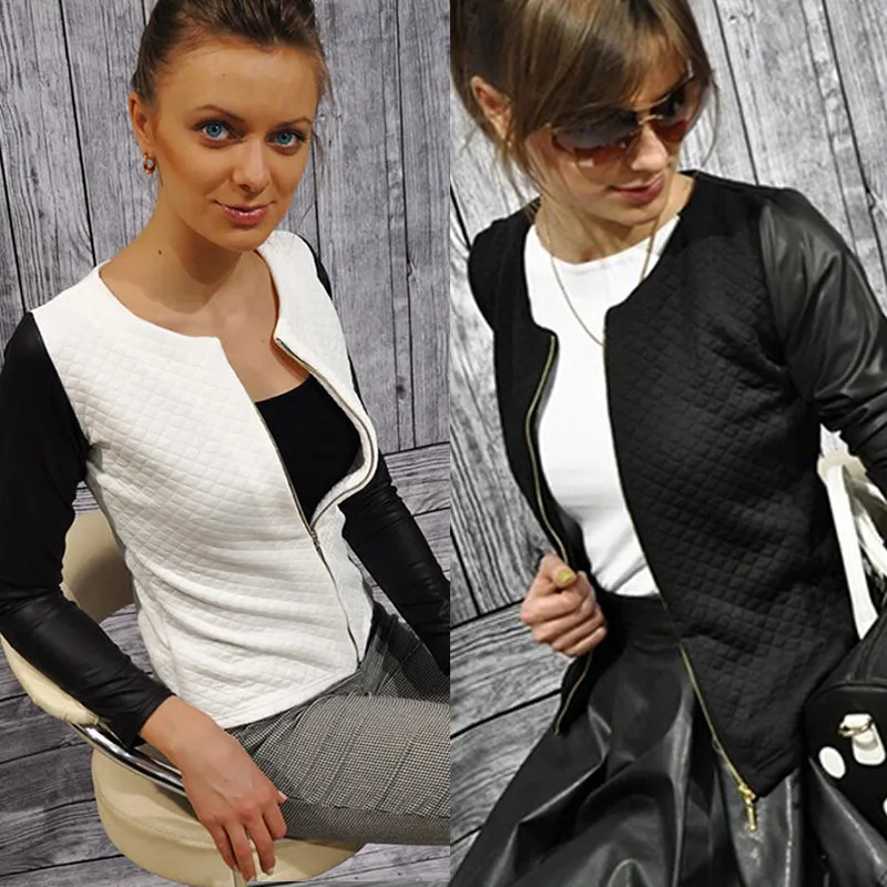 Thin Classic Black/White Printed Women's Autumn Long Sleeve Zipped Woolen Jacket Zipper Outwear Clothing
Thin Classic Black/White Printed Women's Autumn Long Sleeve Zipped Woolen Jacket Zipper Outwear Clothing