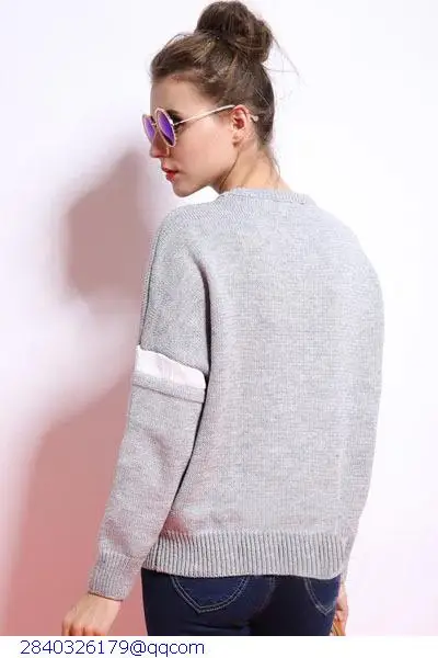 Grey Navy Long-sleeve Knitwear LC27558 | Женская одежда