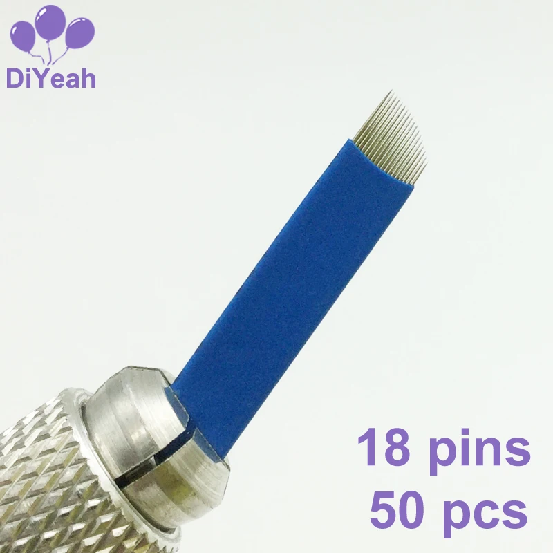 50PCS 18 Pins Permanent Makeup Eyebrow Tattoo Bevel Blade Microblading Needles For 3D Embroidery Manual Tatoo Pen Machine Blue
50PCS 18 Pins Permanent Makeup Eyebrow Tattoo Bevel Blade Microblading Needles For 3D Embroidery Manual Tatoo Pen Machine Blue