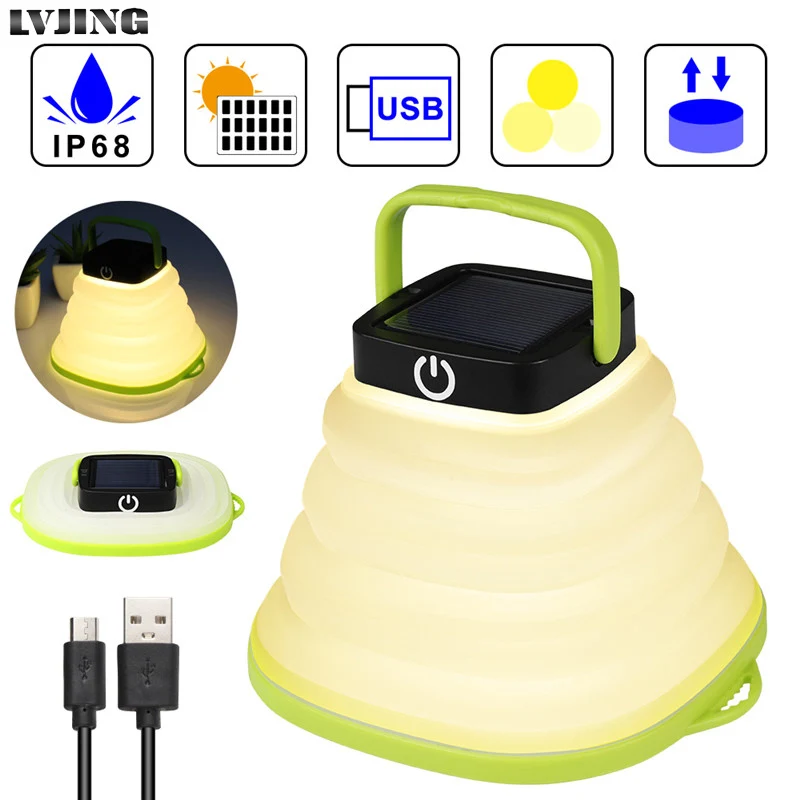 Portable Camping Light Solar Powered Lantern LED Mini Hanging Flashlight For Tent Lamp Solar USB Input Collapsible Waterproof
Portable Camping Light Solar Powered Lantern LED Mini Hanging Flashlight For Tent Lamp Solar USB Input Collapsible Waterproof
