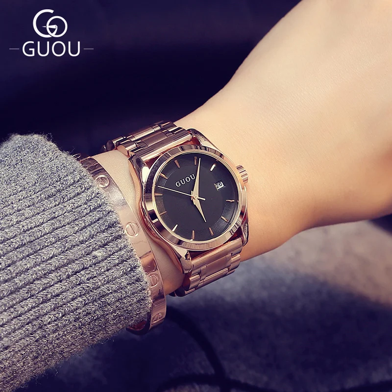 GUOU Women Quartz Datejust Watches Full Rose Gold Steel band Business Casual Lady Clock Wristwatches Gift hodinky Montre Femm
GUOU Women Quartz Datejust Watches Full Rose Gold Steel band Business Casual Lady Clock Wristwatches Gift hodinky Montre Femm