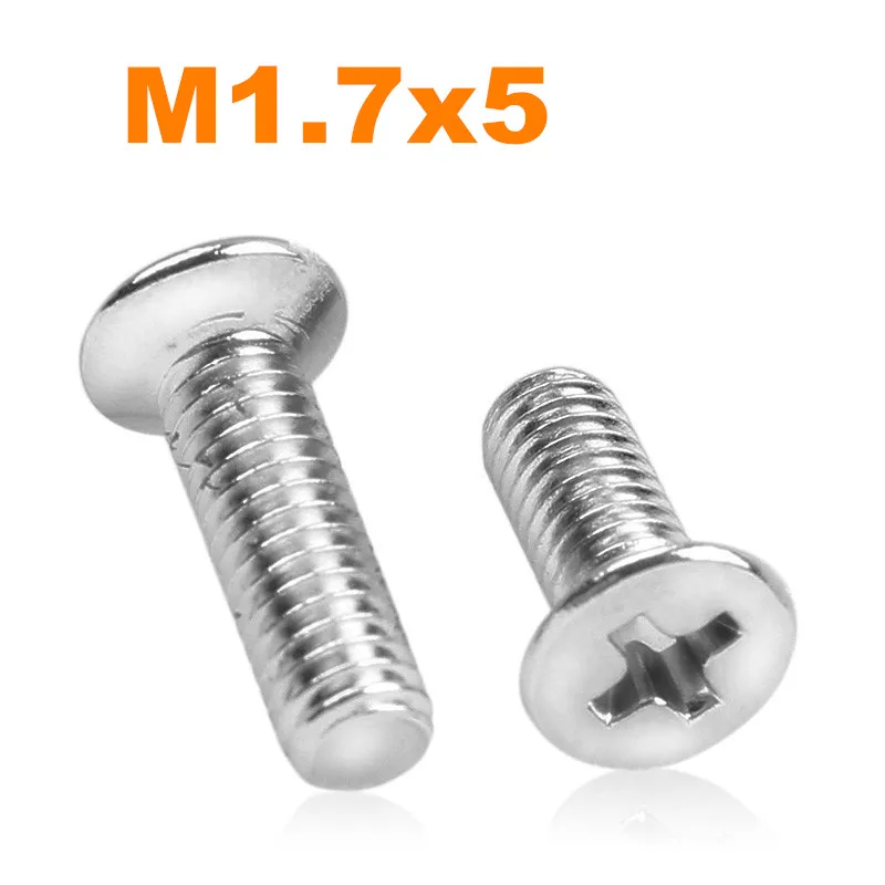1000pcs/lot M1.7*5 KM Countersunk / flat head philips micro machine screw nickel plated