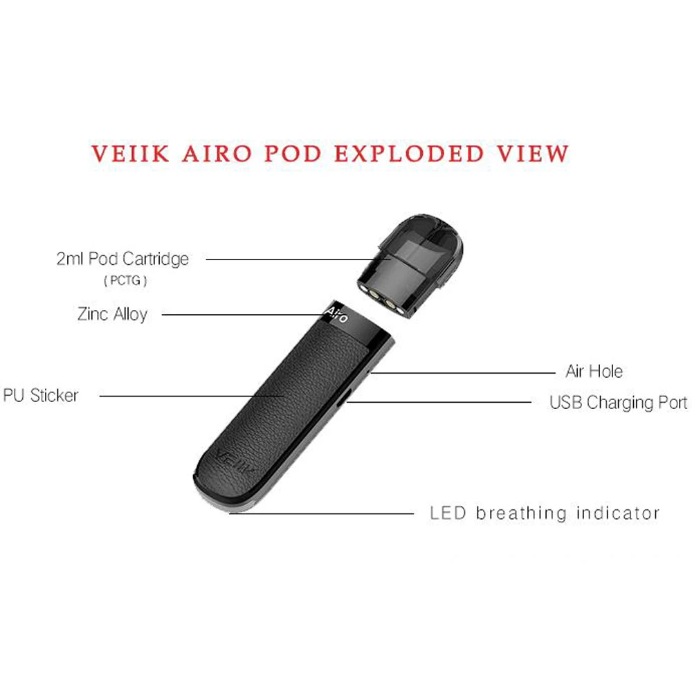 Original E Cigarette VEIIK Airo Pod Starter kit with 360mAh Battery & 2ml Cartridge Vape vaporizer Kit VS Justfog compact 14
Original E Cigarette VEIIK Airo Pod Starter kit with 360mAh Battery & 2ml Cartridge Vape vaporizer Kit VS Justfog compact 14