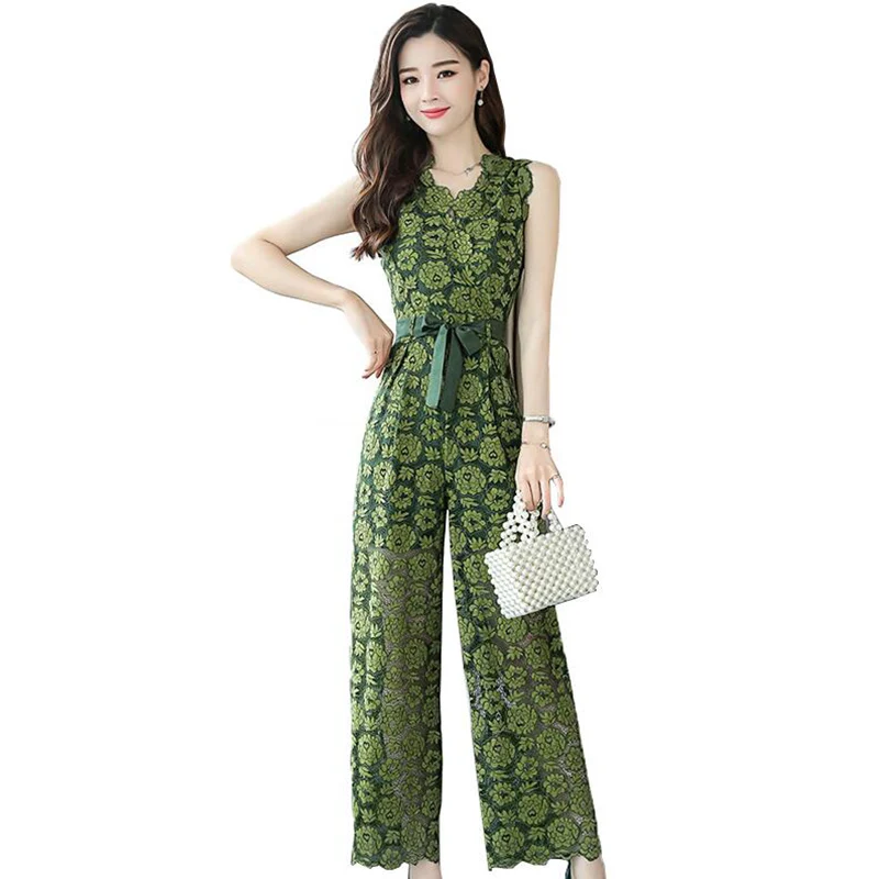 2019 Summer Lace Sleeveless Jumpsuits Women Elegant V-Neck High waist One Piece Long Pants Fashion Party Wide Leg Jumpsuits
2019 Summer Lace Sleeveless Jumpsuits Women Elegant V-Neck High waist One Piece Long Pants Fashion Party Wide Leg Jumpsuits