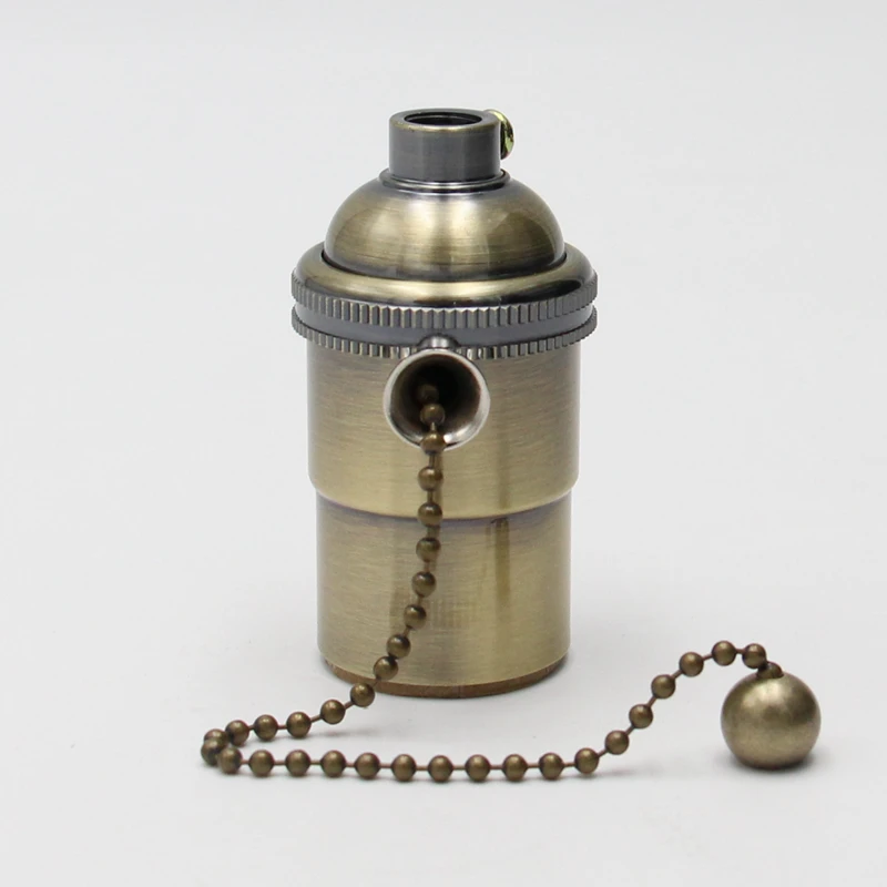 E26/E27 Vintage Lamp Socket with Pull Chain Switch Rotating Knob Switch Solid Brass Antique Edison Bulb Holder
E26/E27 Vintage Lamp Socket with Pull Chain Switch Rotating Knob Switch Solid Brass Antique Edison Bulb Holder