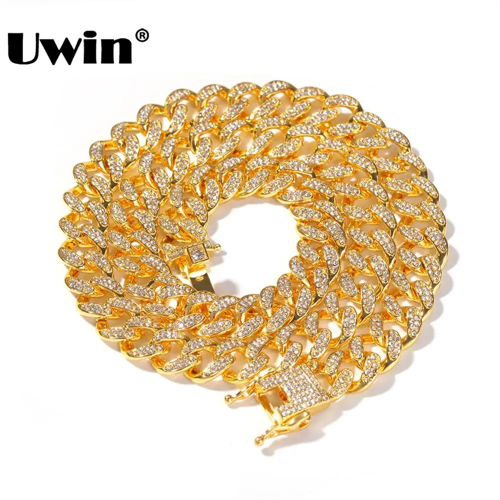 UWIN 13mm Alloy Chain Necklaces Bling Rhinestones Miami Cuban Chain For Men Hip Hop Jewelry 16/18/20/22/24/28 Inches
UWIN 13mm Alloy Chain Necklaces Bling Rhinestones Miami Cuban Chain For Men Hip Hop Jewelry 16/18/20/22/24/28 Inches