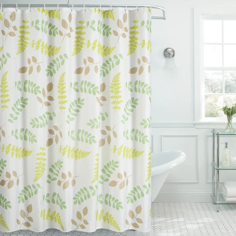 

High quality leaves pattern polyester waterproof moldy thickening shower curtains increased lead bathroom shower curtains