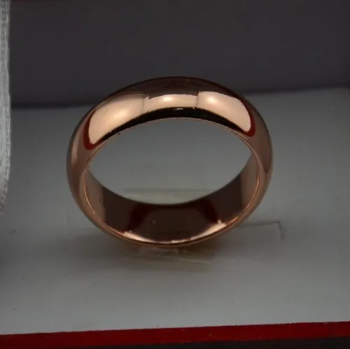 Невыцветающие кольца для влюбленных из розового золота диаметром 6 мм|brand rings for