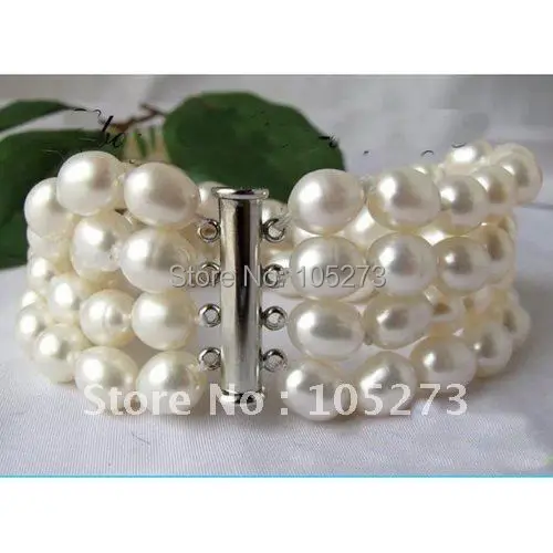 Charming!4Strand Rice Shaper AA 7-10MM White Color Freshwater Pearl Bracelet Magnet Clasp Beautiful Style Women's Jewelry FN1996
Charming!4Strand Rice Shaper AA 7-10MM White Color Freshwater Pearl Bracelet Magnet Clasp Beautiful Style Women's Jewelry FN1996