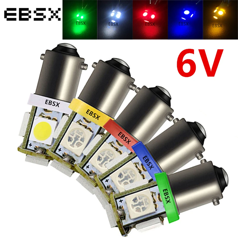 EBSX 50 шт в наборе Автомобильный светодиодный светильник Интерьер BA9S 5050 5 SMD 6V 6 3 V