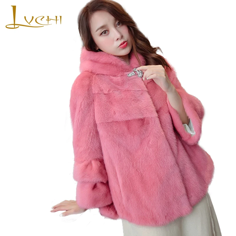LVCHI Winter 2019 Import Mink Fur Coat Women's With Hat Fur Hood Three Quarter Batwing Sleeve Loss Pink Draped Mink Fur Coats
LVCHI Winter 2019 Import Mink Fur Coat Women's With Hat Fur Hood Three Quarter Batwing Sleeve Loss Pink Draped Mink Fur Coats