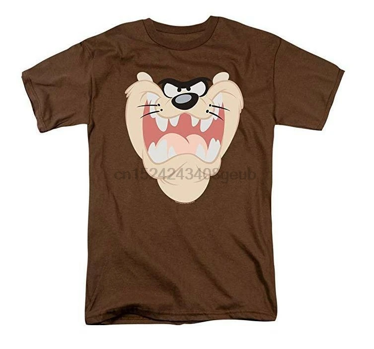 Popfunk Looney Tunes персонаж лица Футболка Taz коричневая футболка США Мужской тренд