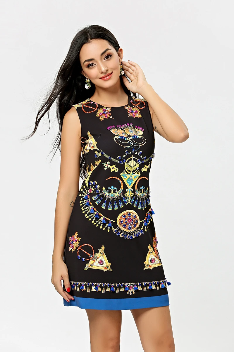 MIUXIMAO 2019 Fall Casual Dress Fashion A-Line O-Neck Sleeveless Tank Diamonds Flower Print Above Knee Dress Women vestidos
MIUXIMAO 2019 Fall Casual Dress Fashion A-Line O-Neck Sleeveless Tank Diamonds Flower Print Above Knee Dress Women vestidos