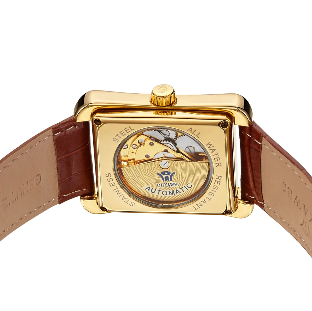 OUYAWEI Fashion Rectangle Male Clock Skeleton Automatic Mechanical Men's Wrist Watch Leather Belt Luxury Brand Erkek Kol Saati
OUYAWEI Fashion Rectangle Male Clock Skeleton Automatic Mechanical Men's Wrist Watch Leather Belt Luxury Brand Erkek Kol Saati