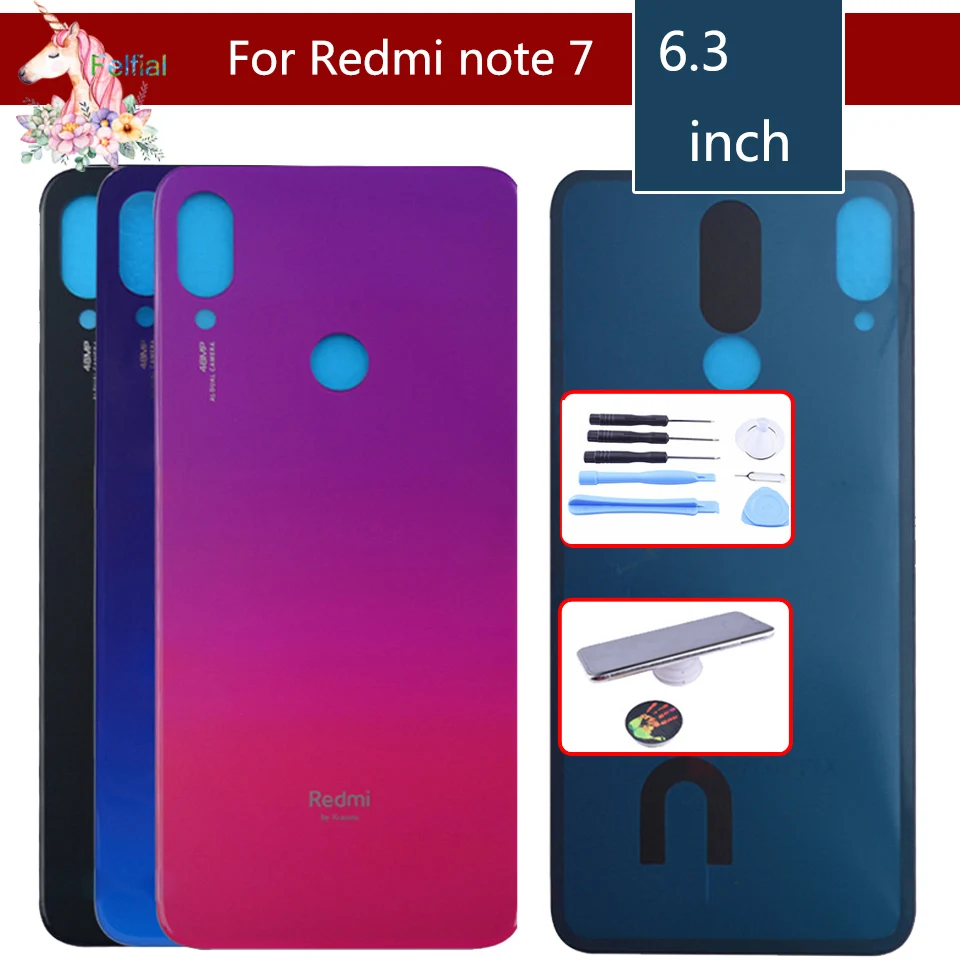 For Xiaomi Redmi note 7 7pro Battery Cover Back Glass Panel Rear Door Housing Case pro battery door | Мобильные телефоны и