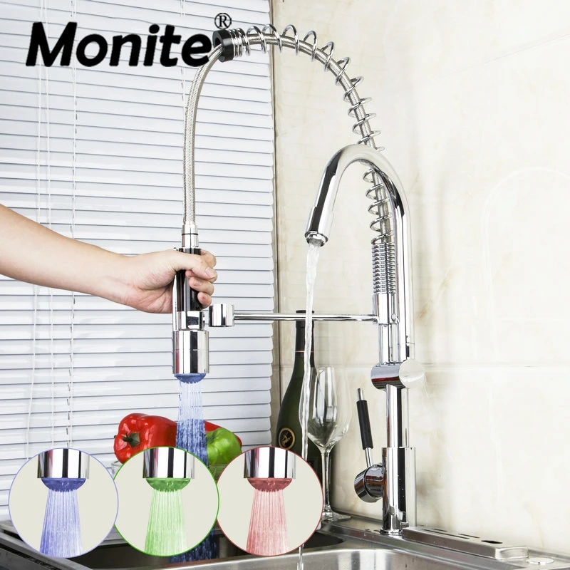 Chrome Polished Kitchen Faucets LED Pull Down Basin Mixer Brass Tap Swivel Vessel Vanity Lavatory Deck Mounted Faucets Mixers
Chrome Polished Kitchen Faucets LED Pull Down Basin Mixer Brass Tap Swivel Vessel Vanity Lavatory Deck Mounted Faucets Mixers