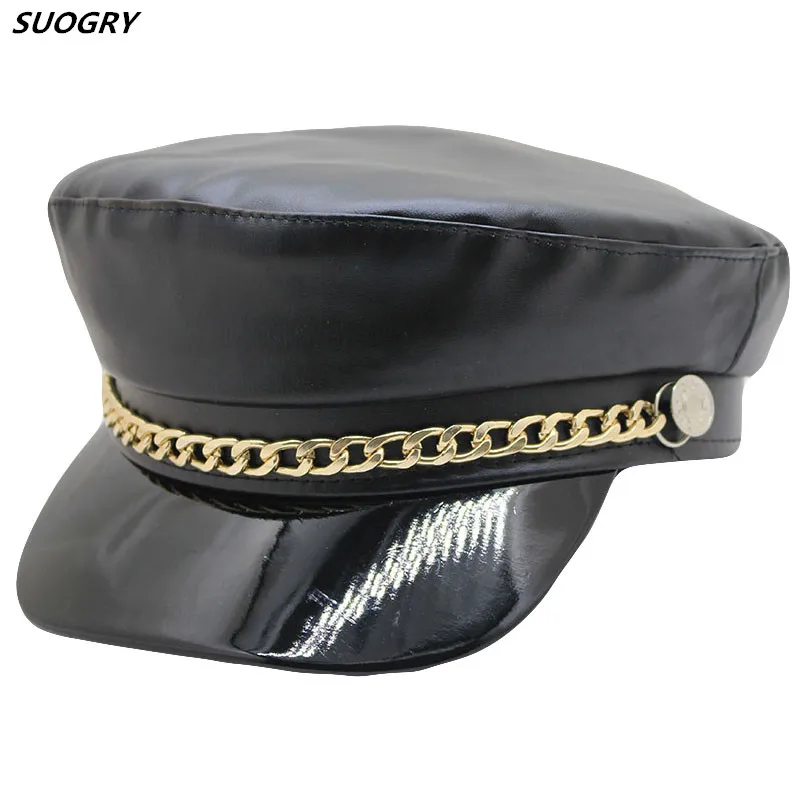 Beret Female Autumn Winter Hats For Women Ladies 100% Pu Leather Beret Cap Boina Feminina Gorras Bone metal Vintage England
Beret Female Autumn Winter Hats For Women Ladies 100% Pu Leather Beret Cap Boina Feminina Gorras Bone metal Vintage England