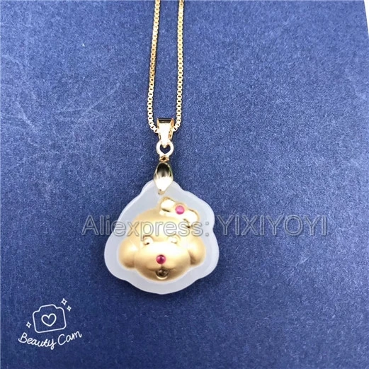 Natural White Hetian Jade + 18K Solid Gold Inlaid Carved Cute Dog Lucky Pendant + free Necklace Fine Jewelry + Certificate
Natural White Hetian Jade + 18K Solid Gold Inlaid Carved Cute Dog Lucky Pendant + free Necklace Fine Jewelry + Certificate