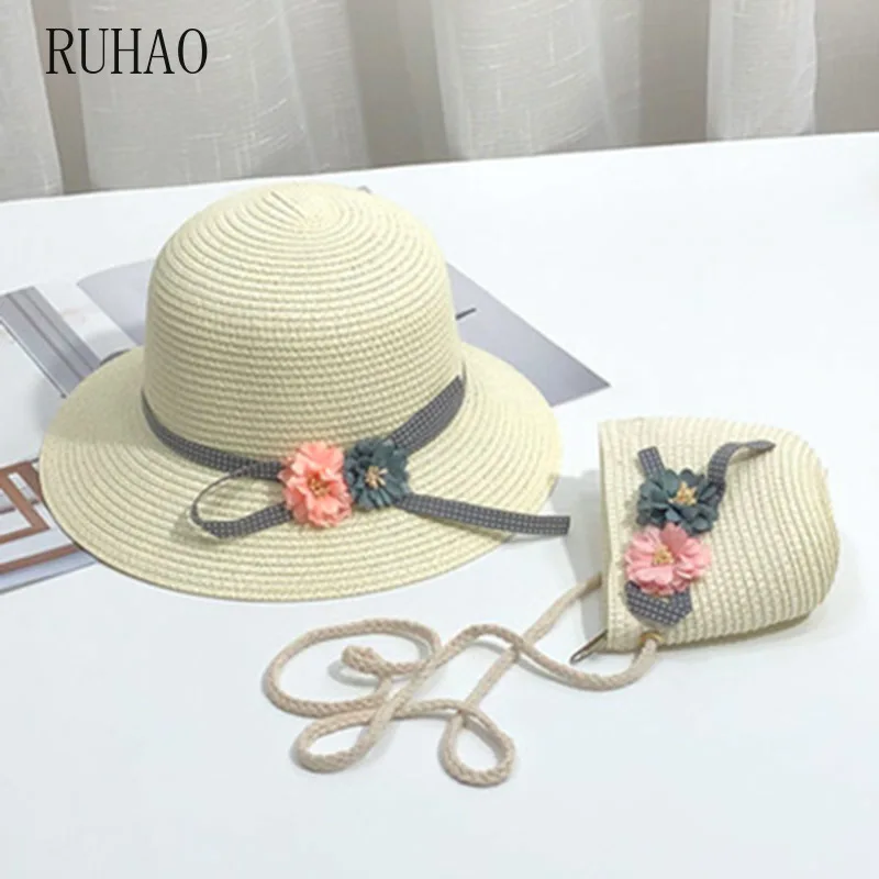 RUHAO/летние шапки для девочек соломенная широкополая шляпа с широкими полями
