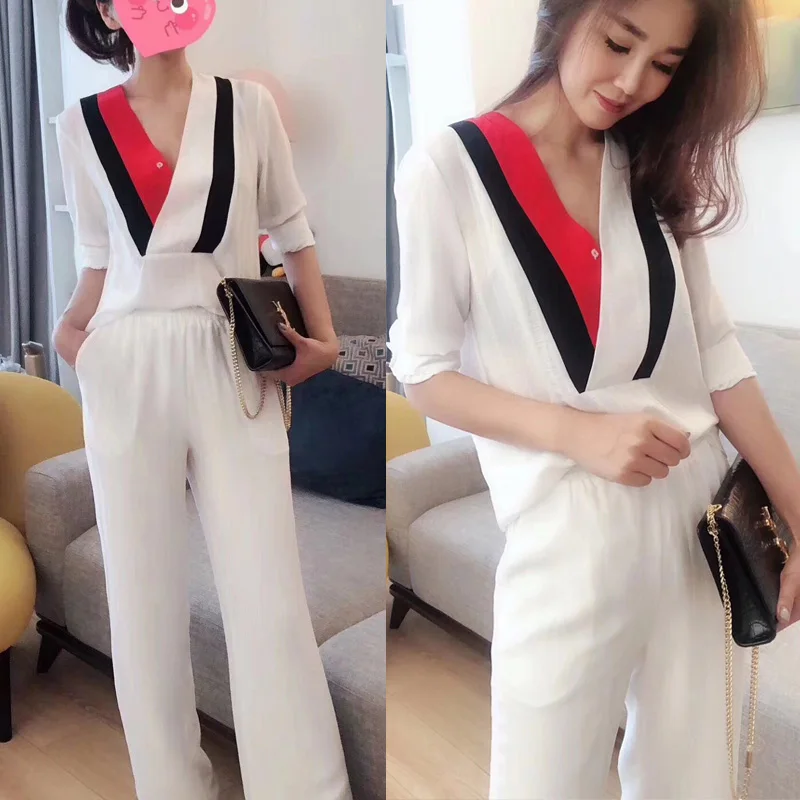 Guesod 2018 Summer Women Set Loose Casual Suit Female Collage Three-Quarter Sleeve Top+Elastic Waist Wide Leg Pants Set New
Guesod 2018 Summer Women Set Loose Casual Suit Female Collage Three-Quarter Sleeve Top+Elastic Waist Wide Leg Pants Set New