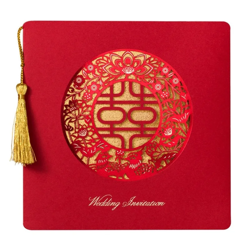 Red 15x15cm Square Chinese Double Happiness Spike Gold Foiling Style Wedding Invitation Cards Customized Inner
Red 15x15cm Square Chinese Double Happiness Spike Gold Foiling Style Wedding Invitation Cards Customized Inner