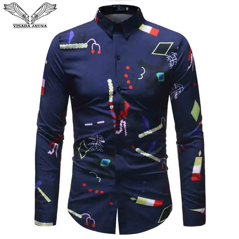 VISADA JAUNA 2019 New Men's Shirt Casual Slim Fit Business Long-Sleeved printing Male Boys Big Size 5XL N5091
VISADA JAUNA 2019 New Men's Shirt Casual Slim Fit Business Long-Sleeved printing Male Boys Big Size 5XL N5091