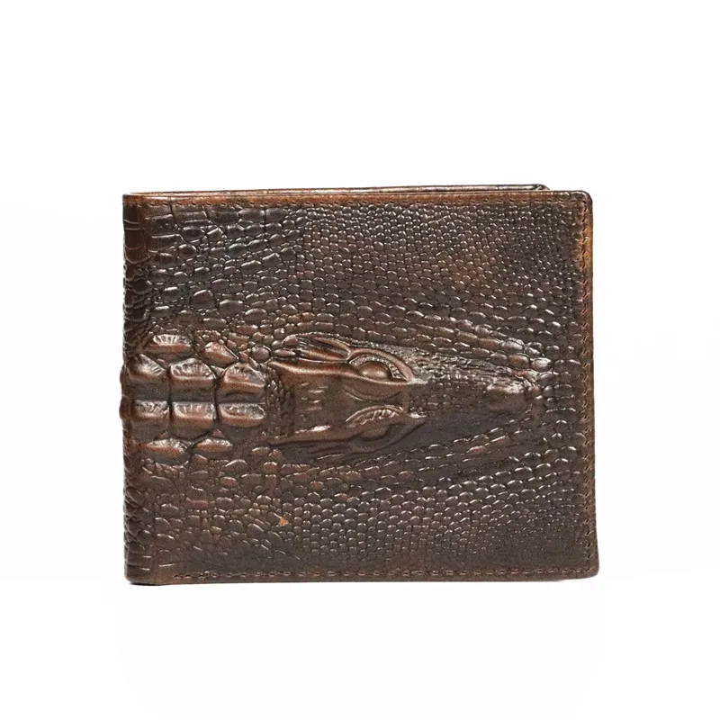 Crocodile Pattern Wallet Men Genuine Leather Small Short Wallets Credit Card Holders Coin Pocket Purse Alligator | Багаж и сумки