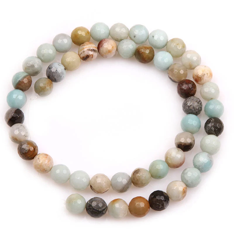 

4-14mm Round Faceted Mixed Color Amazonite Beads For Jewelry Making Beads Bracelets For Women 15'' Needlework DIY Beads Trinket