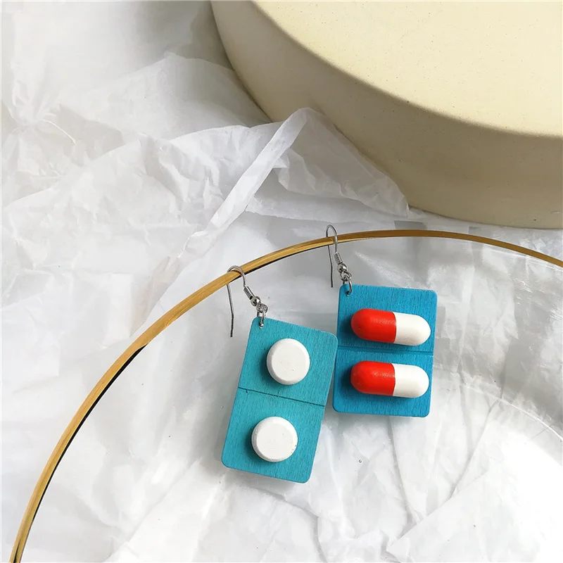Fashion cute creative wooden capsule drop earrings funny lovely pills medicine Dangle Earrings Unique jewelry gift for girl
Fashion cute creative wooden capsule drop earrings funny lovely pills medicine Dangle Earrings Unique jewelry gift for girl