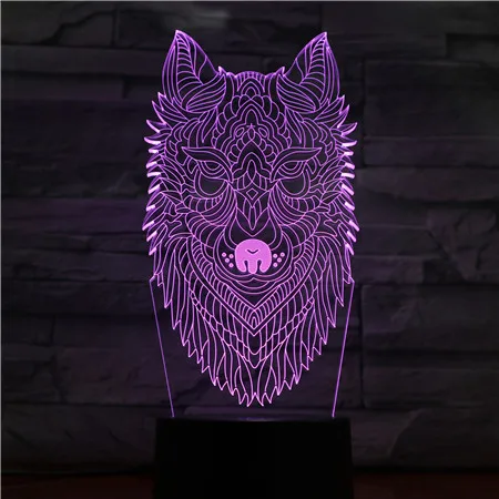 Cartoon 7 Colors Wolf Face 3D Lamp Amazing Visualization Optical Illusion 3D-1426
Cartoon 7 Colors Wolf Face 3D Lamp Amazing Visualization Optical Illusion 3D-1426