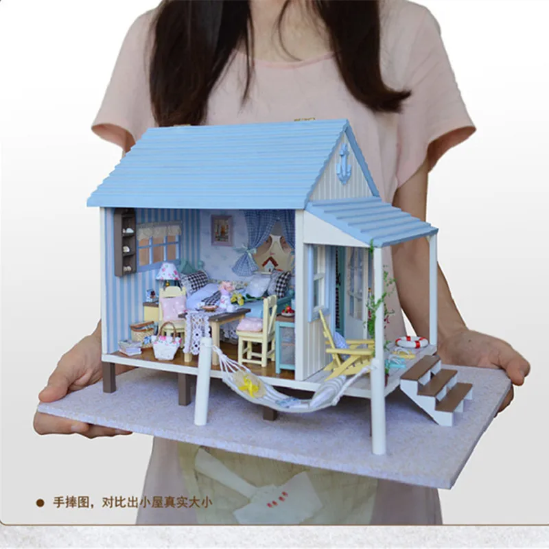 Лидирующий бренд DIY 3D деревянный Миниатюрный Кукольный дом с светодиодный +