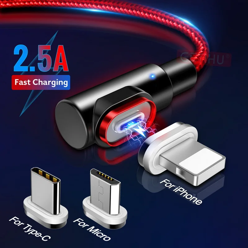 Магнитный кабель GETIHU 2.5A для быстрой зарядки Micro USB Type C Quick Charge 3 0 магнитный шнур