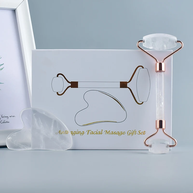2 in 1 Natural Rock Quartz Guasha Crystal Face Tool Slimming Massager Facial Massage Roller Stone Health Beauty Gift Set
2 in 1 Natural Rock Quartz Guasha Crystal Face Tool Slimming Massager Facial Massage Roller Stone Health Beauty Gift Set