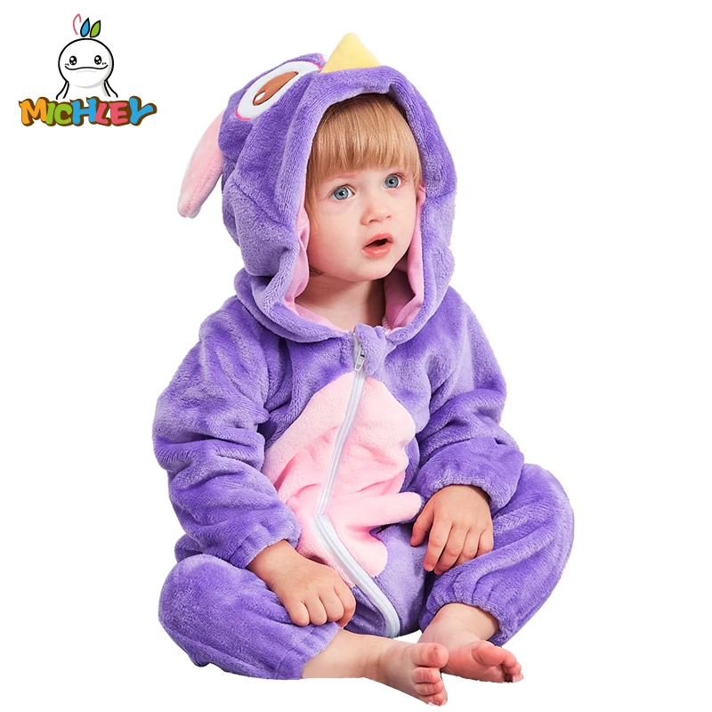 

MICHLEY Baby Winter Romper Flannel Nighthawk Animal Style Pajamas Jumpsuit Outfits Autumn Infant Clothing for Kids ASD5