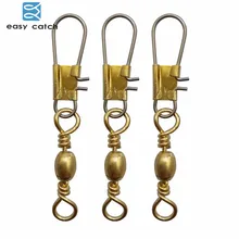 Easy Catch 30pcs Barrel Fishing Swivel With Interlock Snap Gold Brass Hard Fishing Lure Connector Fishing Accessories