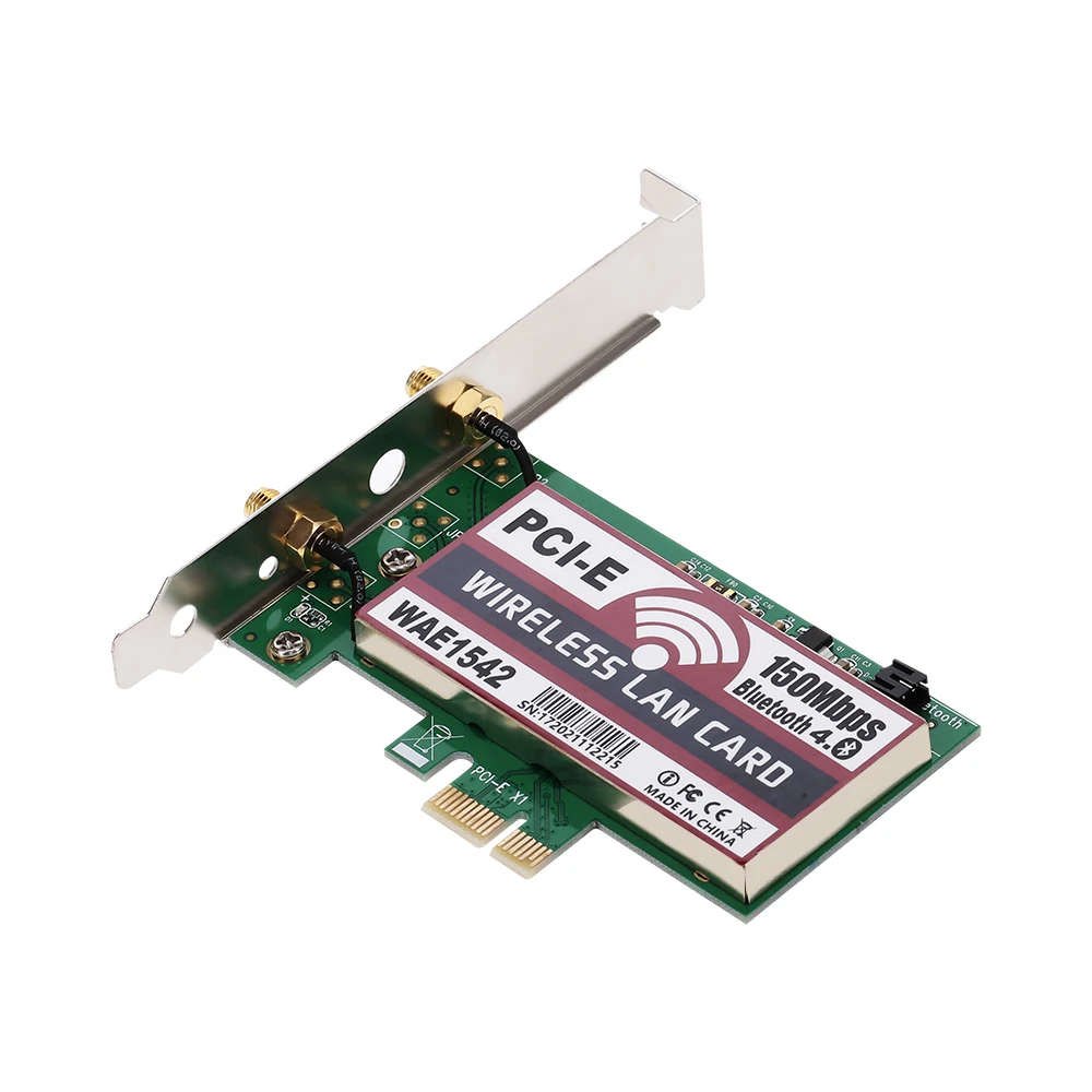 Wireless LAN Card BT WiFi Network Card with High-gain Antennas 150M PCI-E Adapter Card BT function Wireless Network
Wireless LAN Card BT WiFi Network Card with High-gain Antennas 150M PCI-E Adapter Card BT function Wireless Network