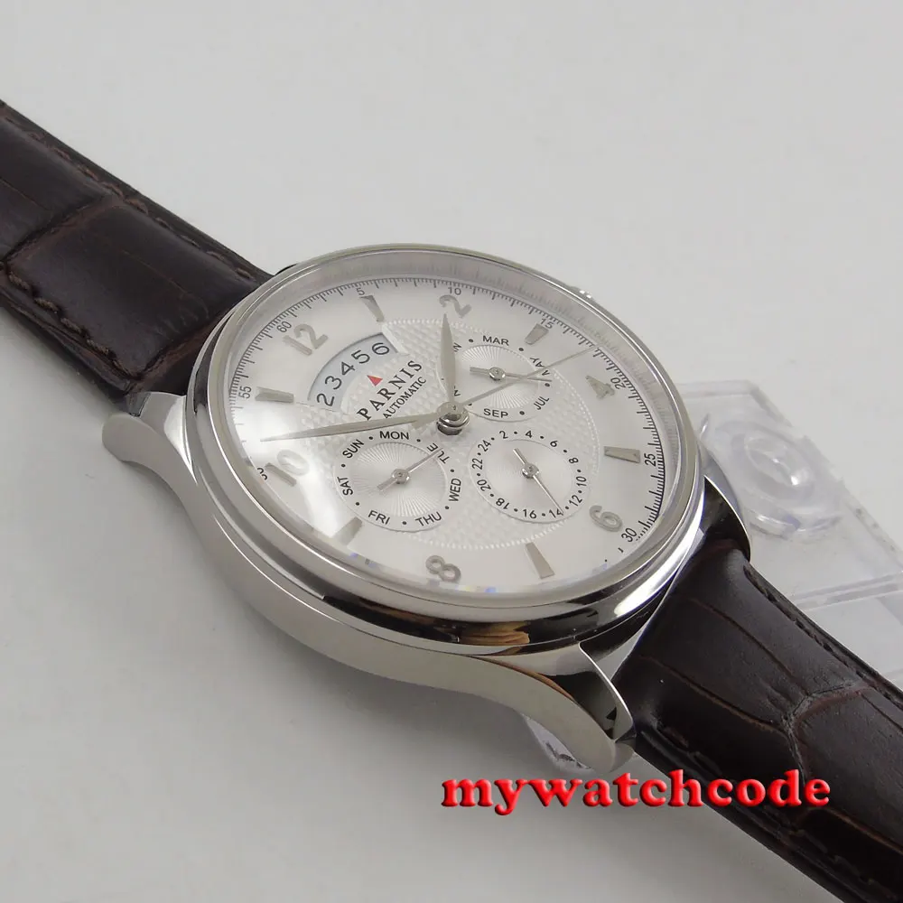 42 мм parnis withe dial сапфировое стекло miyota 9100 автоматические мужские часы 666B | Наручные